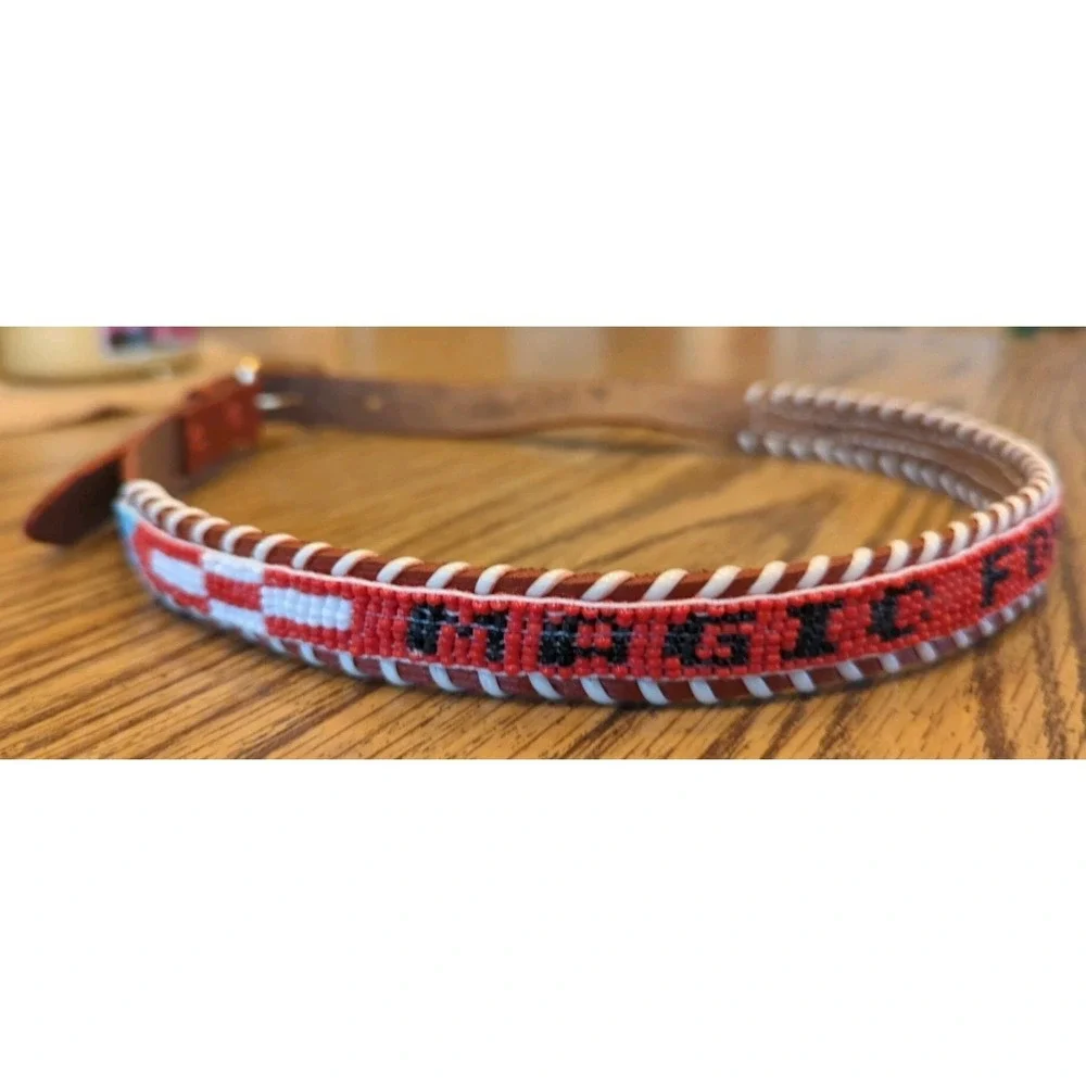 NOS Magic Forest Lake George NY Novelty Beaded Leather Belt Kids Youth Adult 26